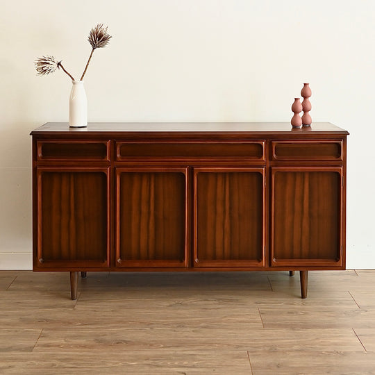 Mid Century Walnut Sideboard LP Buffet Record Cabinet by Chiswell