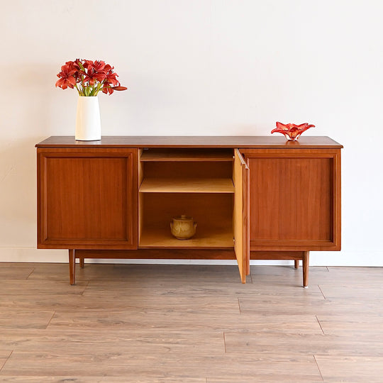 Mid Century Teak Sideboard Buffet Credenza by Burgess