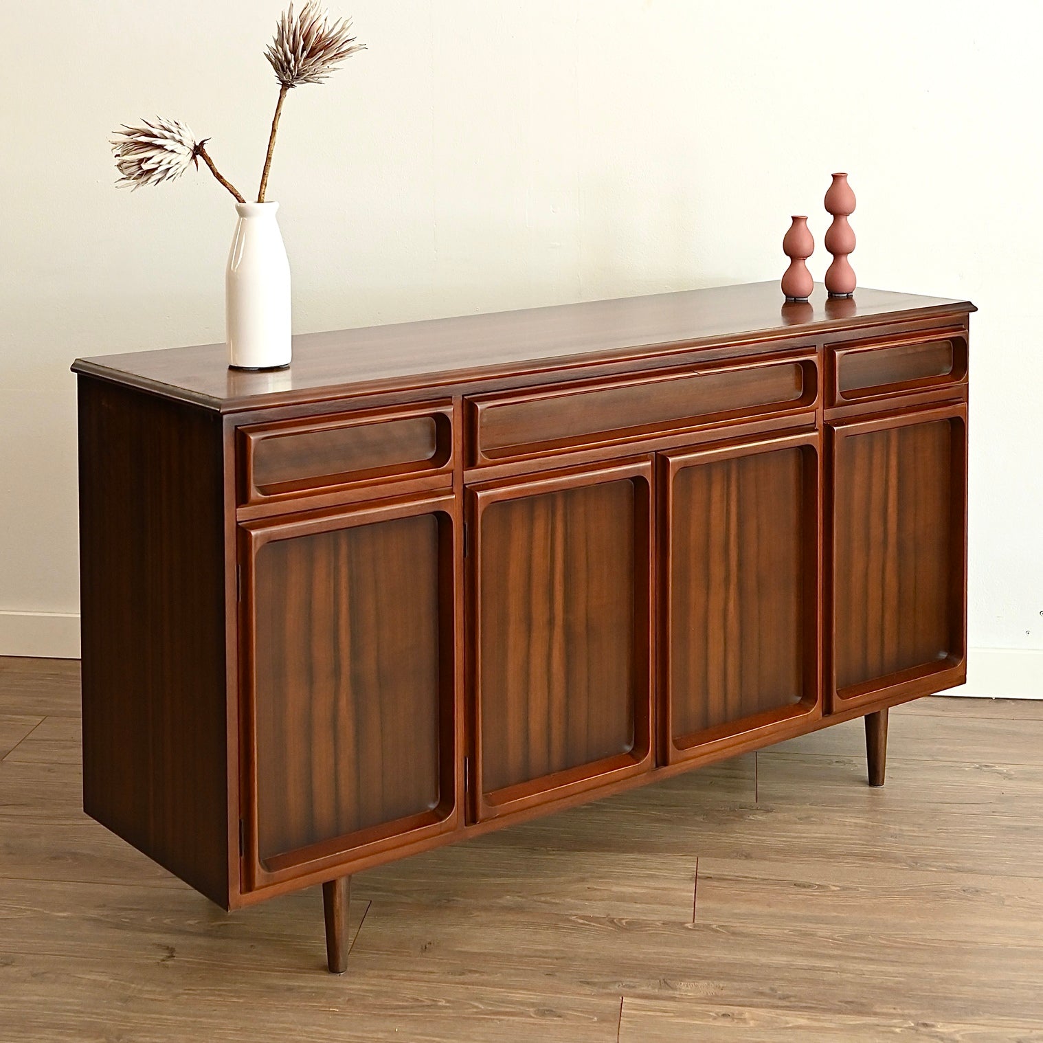 Mid Century Walnut Sideboard LP Buffet Record Cabinet by Chiswell