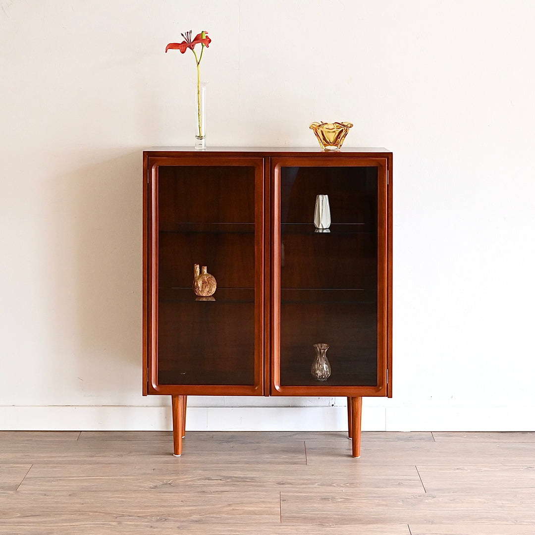 Parker Mid Century Walnut Sideboard Bookshelf Display Cabinet