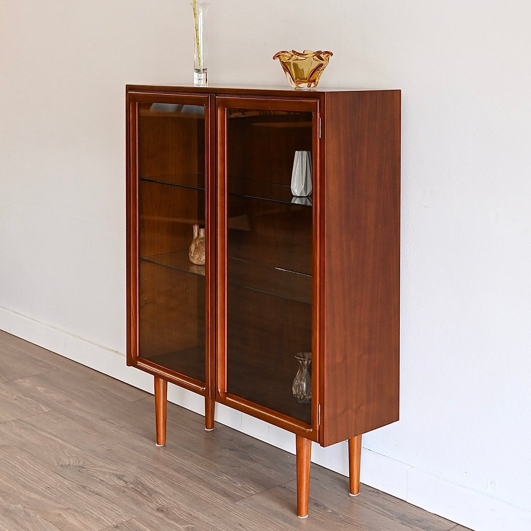 Parker Mid Century Walnut Sideboard Bookshelf Display Cabinet