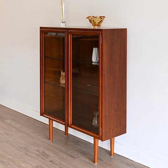 Parker Mid Century Walnut Sideboard Bookshelf Display Cabinet