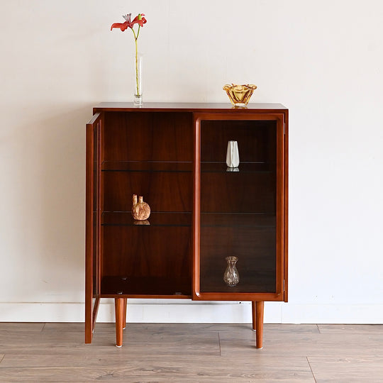 Parker Mid Century Walnut Sideboard Bookshelf Display Cabinet