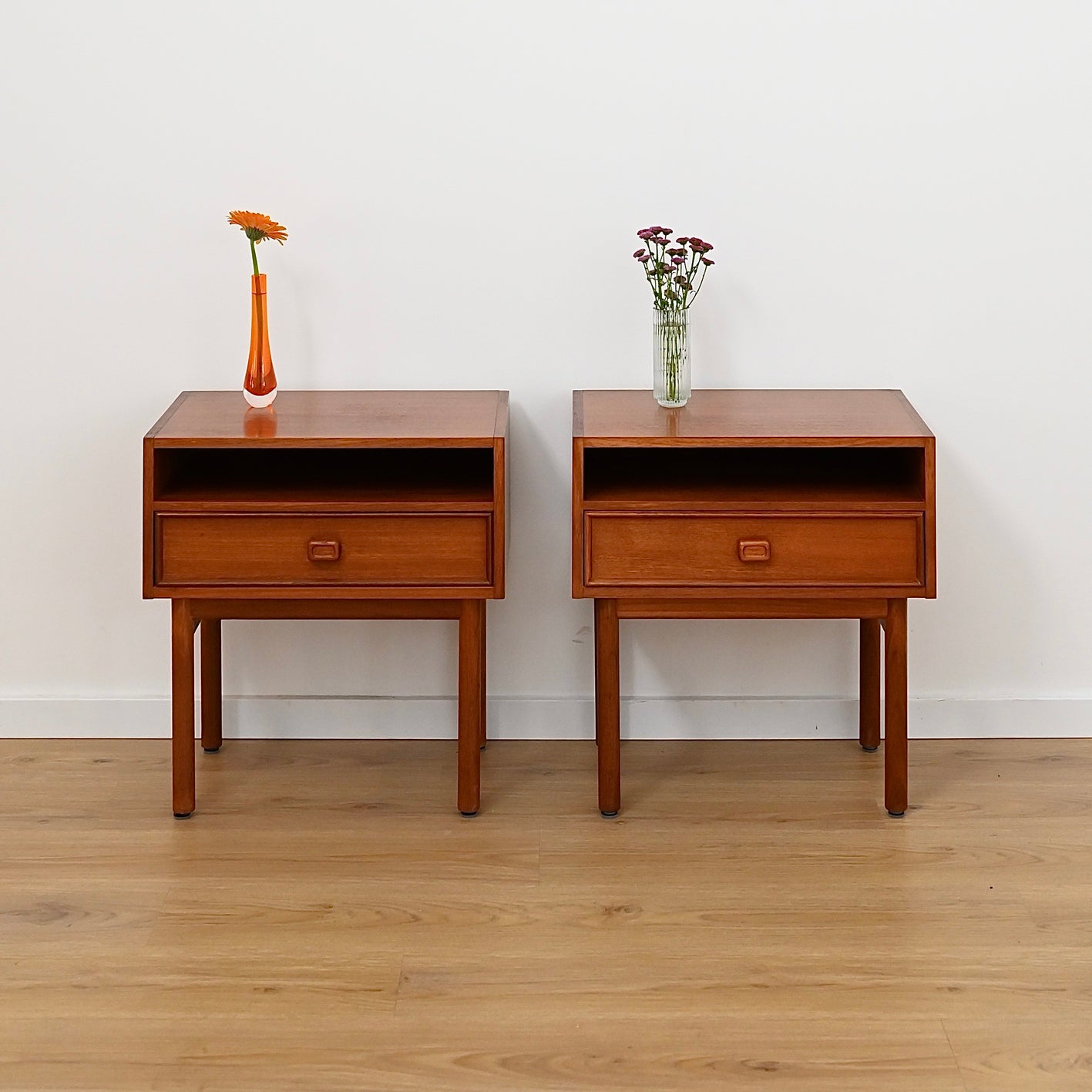 Pair Mid Century Teak Bedside Tables by Parker - Restored