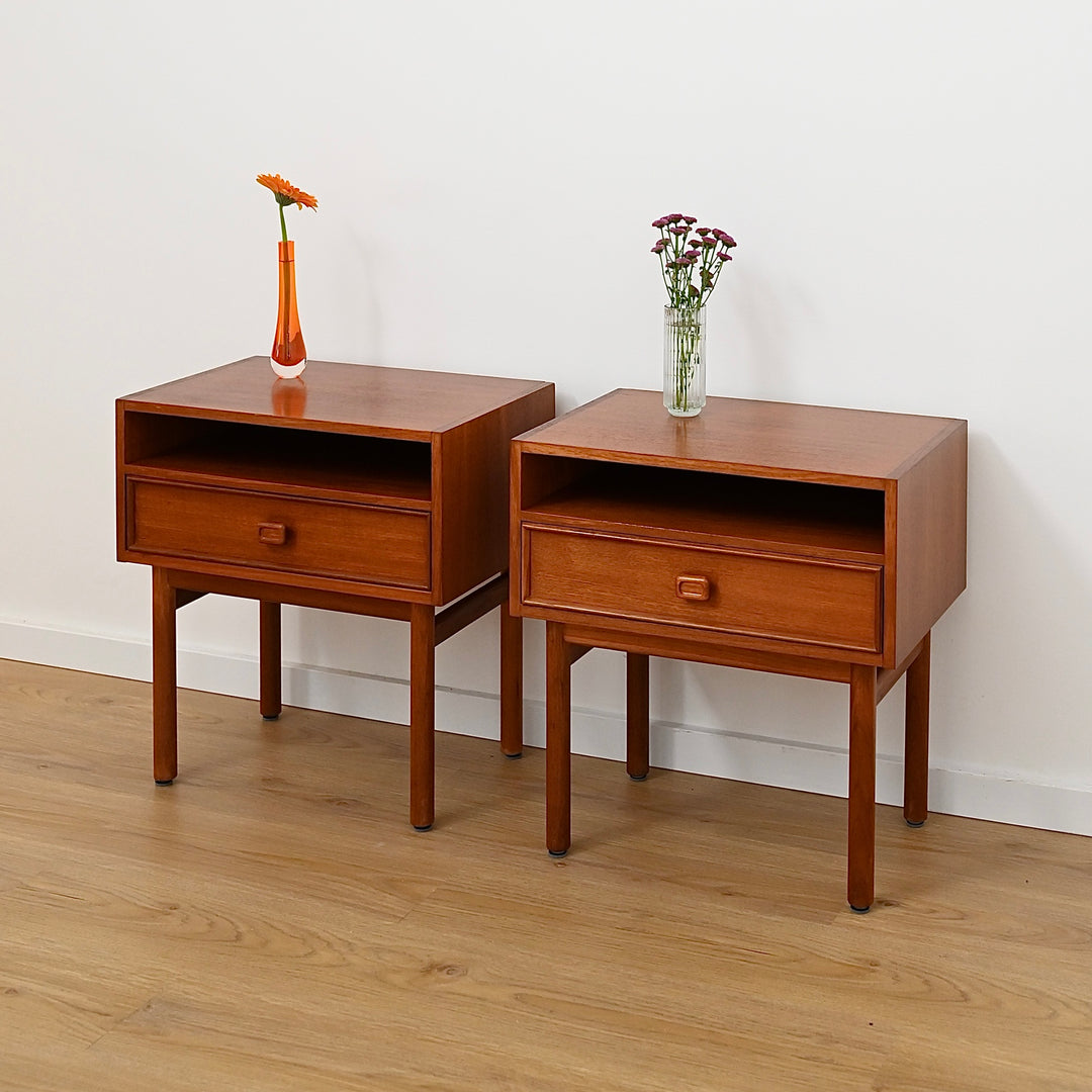 Pair Mid Century Teak Bedside Tables by Parker - Restored
