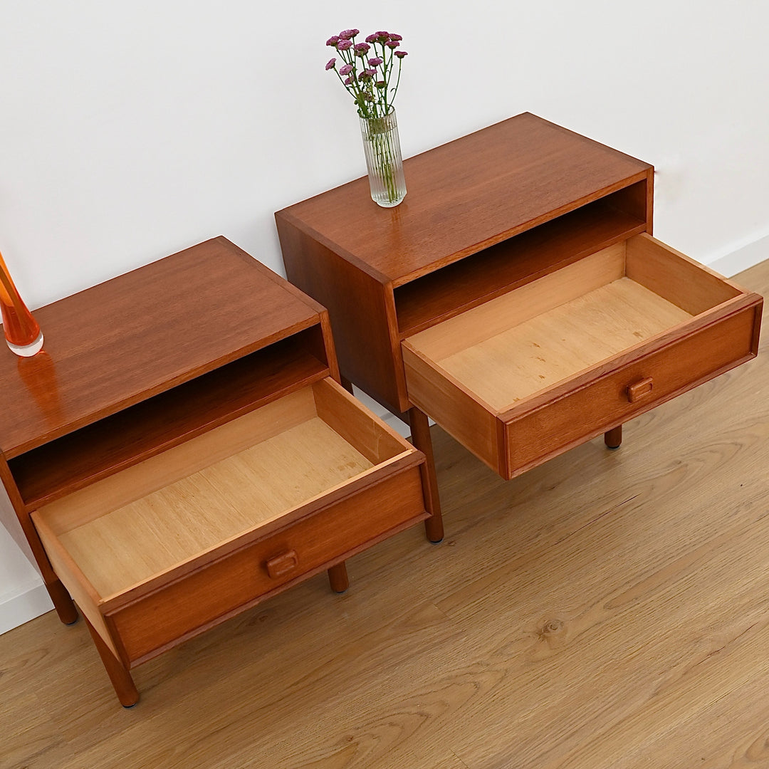 Pair Mid Century Teak Bedside Tables by Parker - Restored
