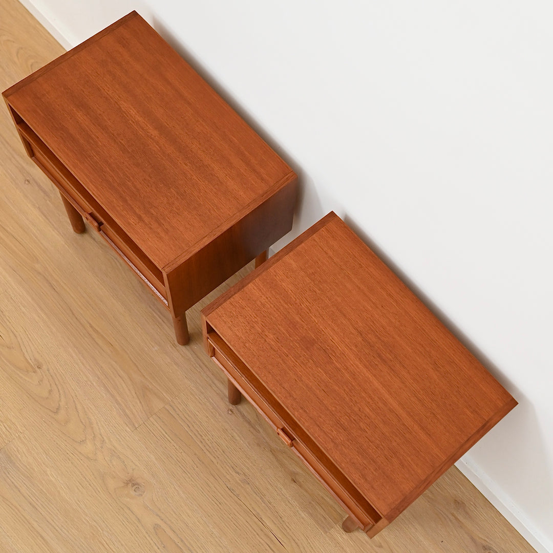 Pair Mid Century Teak Bedside Tables by Parker - Restored