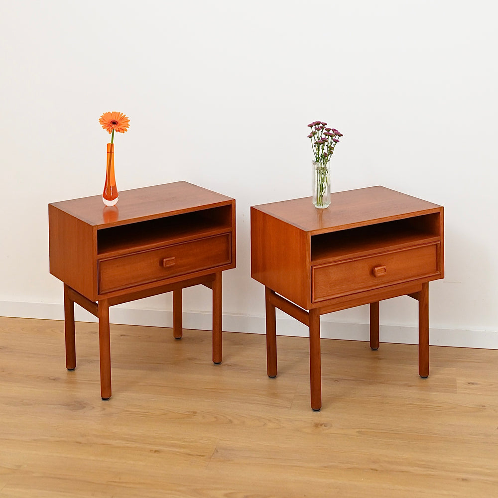 Pair Mid Century Teak Bedside Tables by Parker - Restored