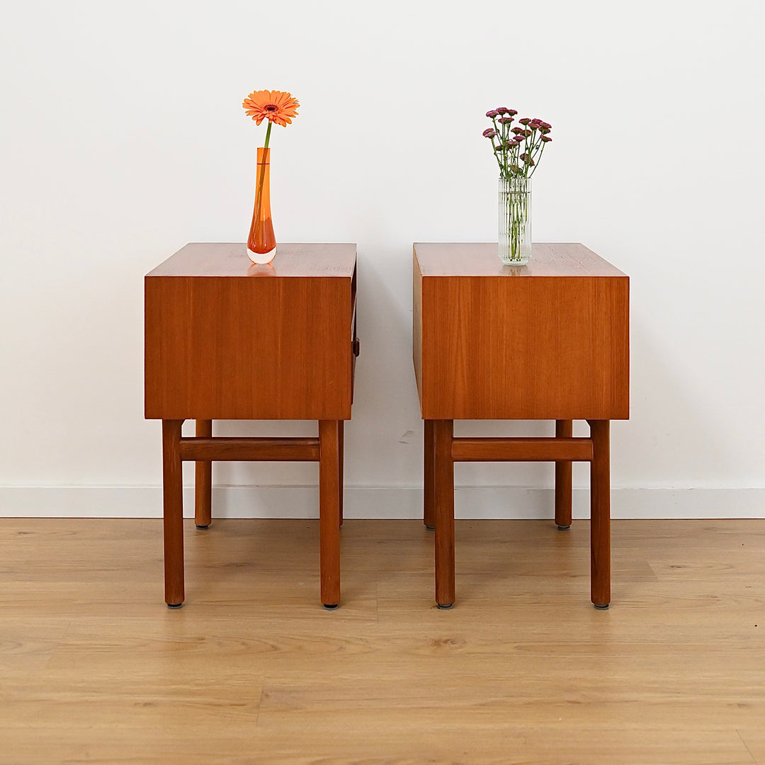 Pair Mid Century Teak Bedside Tables by Parker - Restored