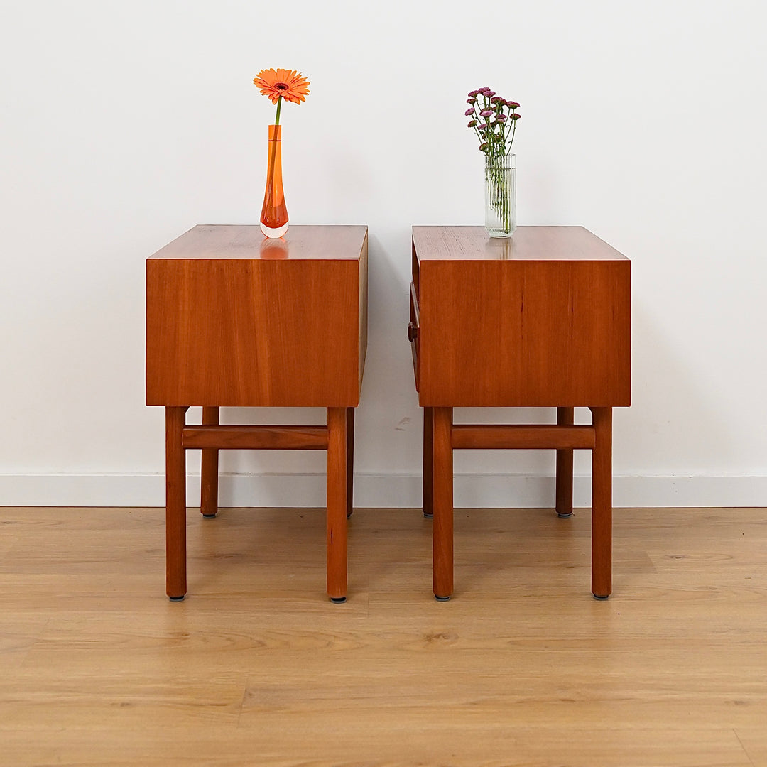 Pair Mid Century Teak Bedside Tables by Parker - Restored
