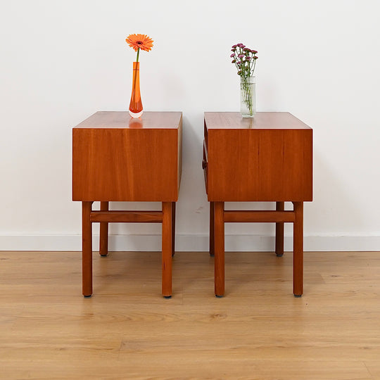 Pair Mid Century Teak Bedside Tables by Parker - Restored