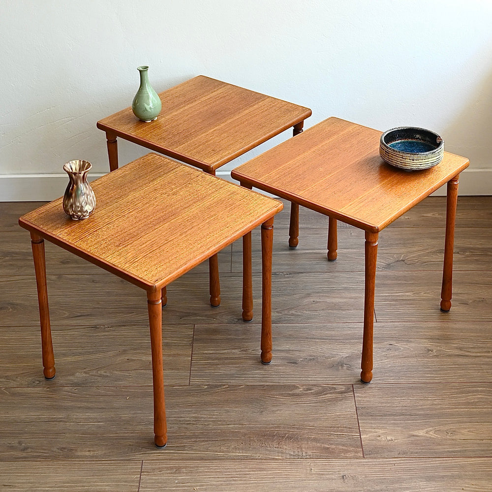 Mid Century Teak Coffee Side Table Trio by Chiswell