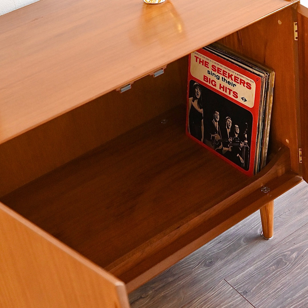 Mid Century Teak Sideboard LP Record Cabinet by Cressy