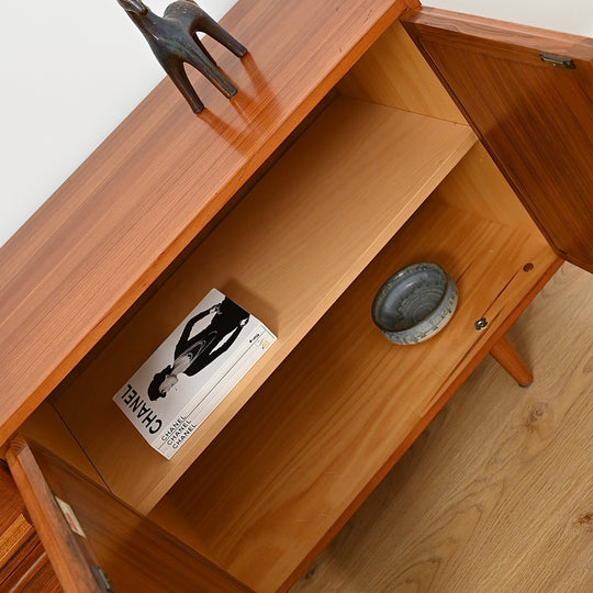 Mid Century Teak Sideboard LP Record Cabinet with Drawers by Chiswell