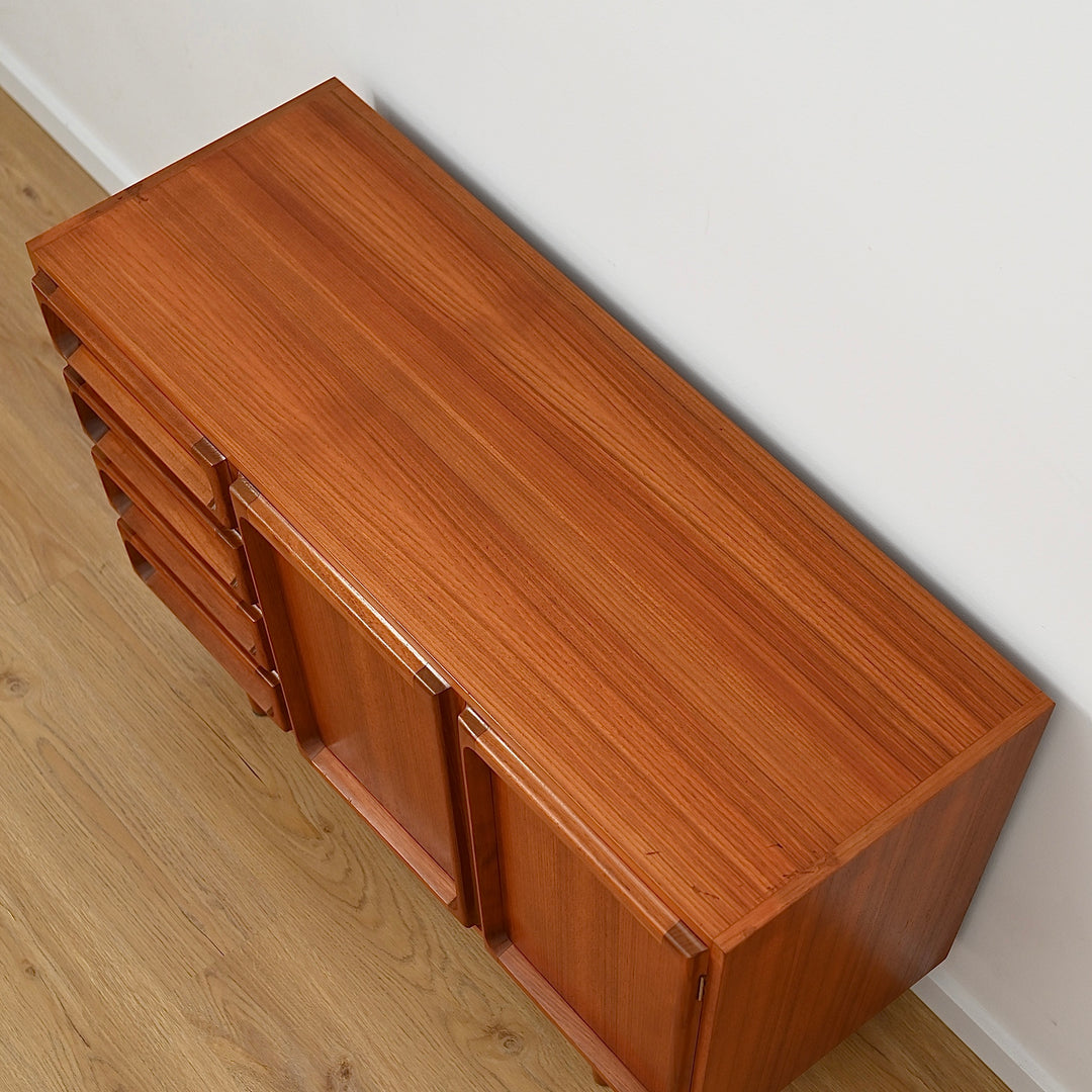 Mid Century Teak Sideboard LP Record Cabinet with Drawers by Chiswell