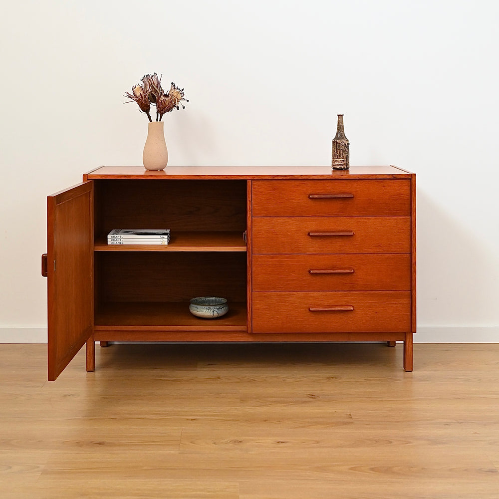 Parker Teak Mid Century Sideboard LP Record Cabinet with Drawers