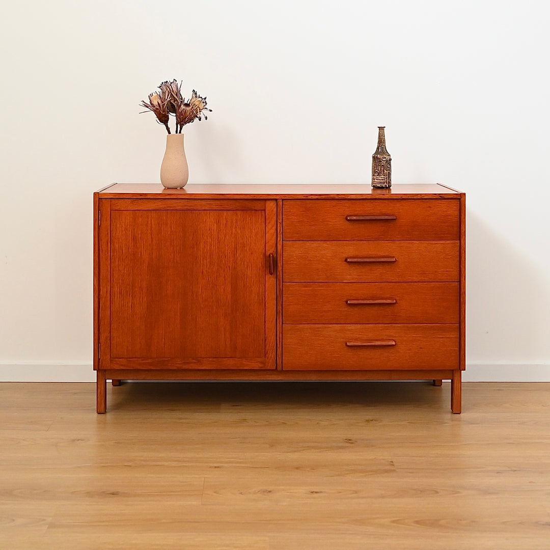 Parker Teak Mid Century Sideboard LP Record Cabinet with Drawers