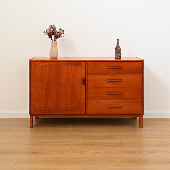 Parker Teak Mid Century Sideboard LP Record Cabinet with Drawers