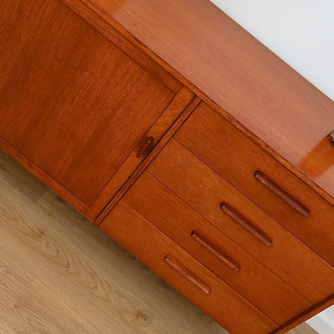 Parker Teak Mid Century Sideboard LP Record Cabinet with Drawers