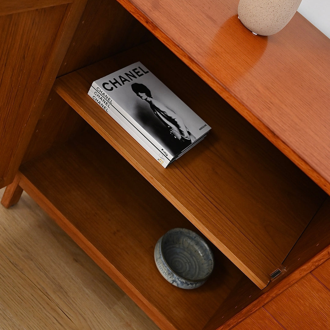 Parker Teak Mid Century Sideboard LP Record Cabinet with Drawers