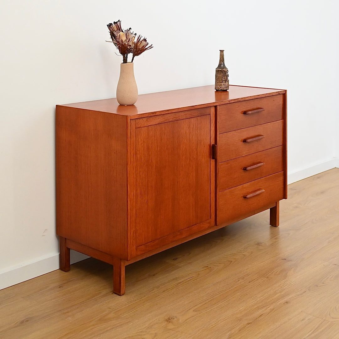 Parker Teak Mid Century Sideboard LP Record Cabinet with Drawers