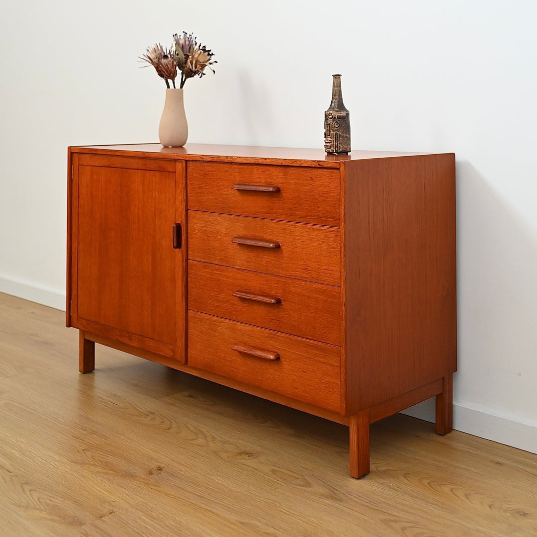 Parker Teak Mid Century Sideboard LP Record Cabinet with Drawers