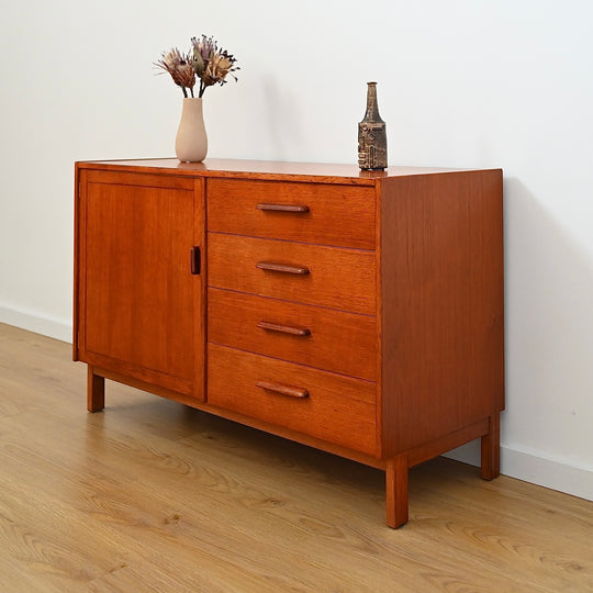 Parker Teak Mid Century Sideboard LP Record Cabinet with Drawers