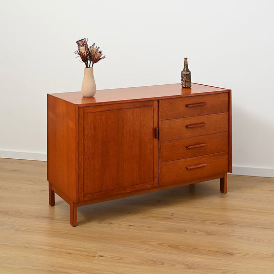 Parker Teak Mid Century Sideboard LP Record Cabinet with Drawers