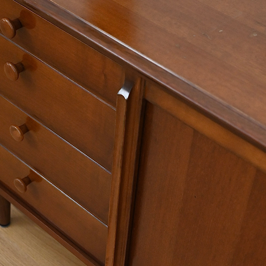 Mid Century Walnut Storage Cabinet with Drawers by MobilStil Varese Italy
