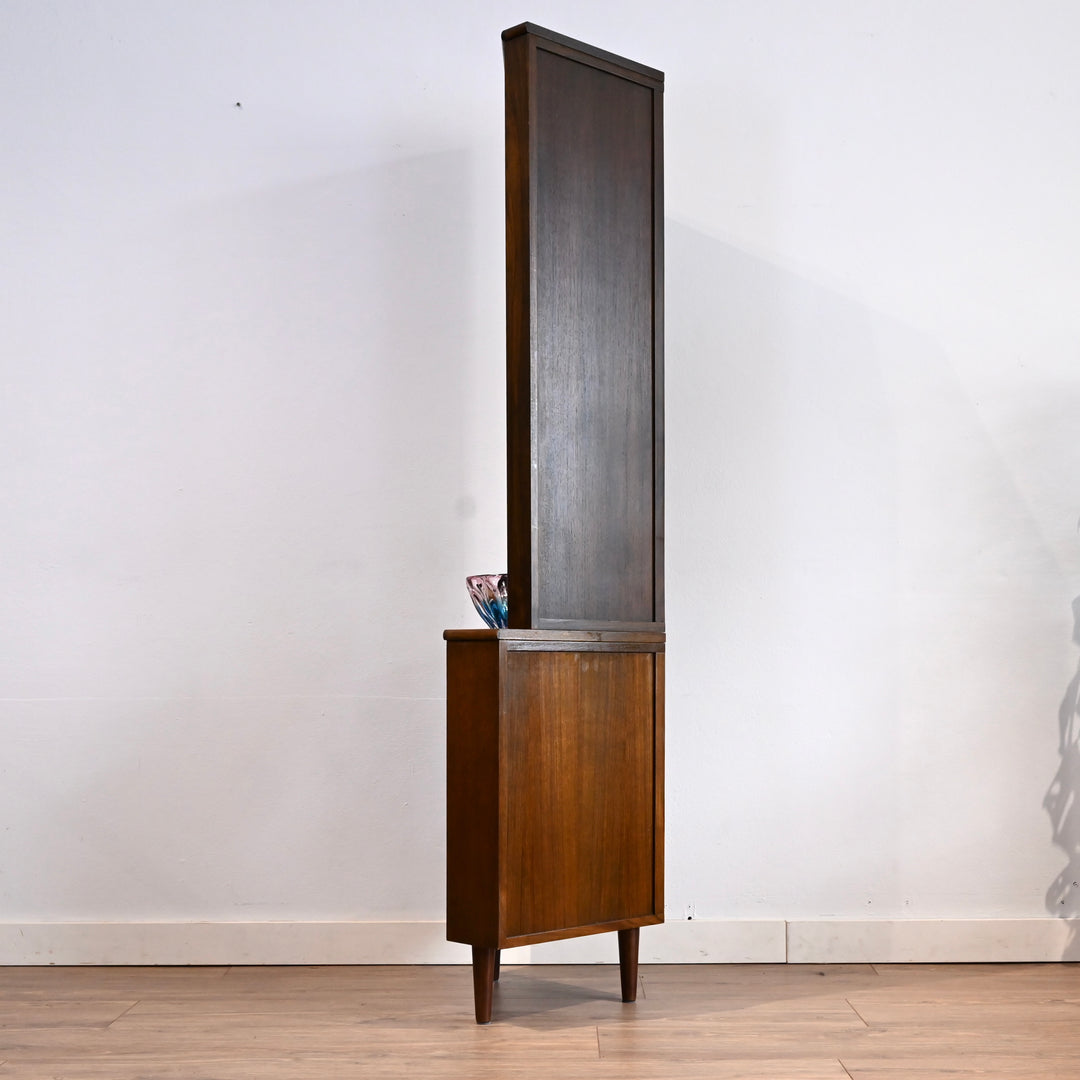 Mid Century Walnut Sideboard Corner Cabinet Bookshelf by Chiswell