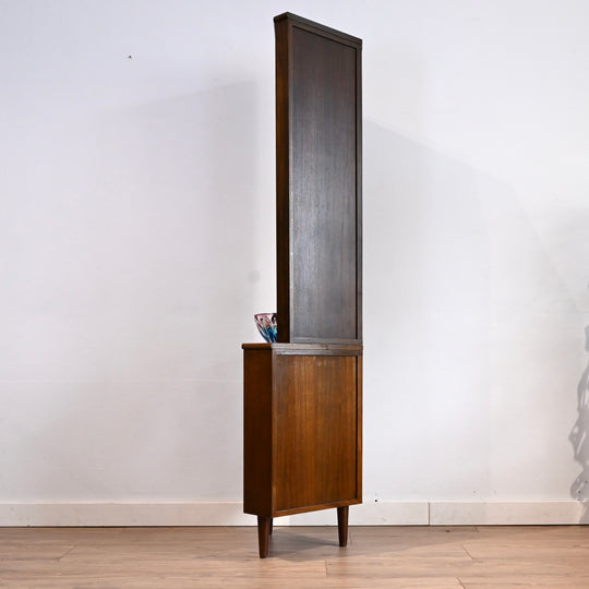 Mid Century Walnut Sideboard Corner Cabinet Bookshelf by Chiswell