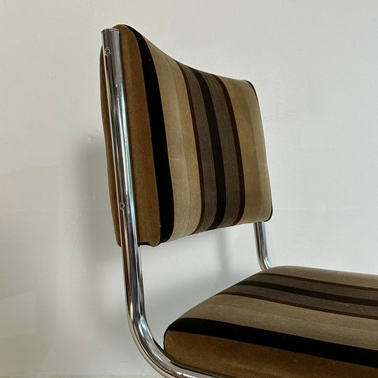 Retro Velvet and Chrome Chairs and Smoked Glass and Chrome Dining Table