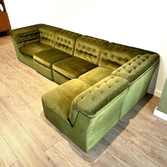 Retro Green Velvet Modular Playpen Sofa Lounge