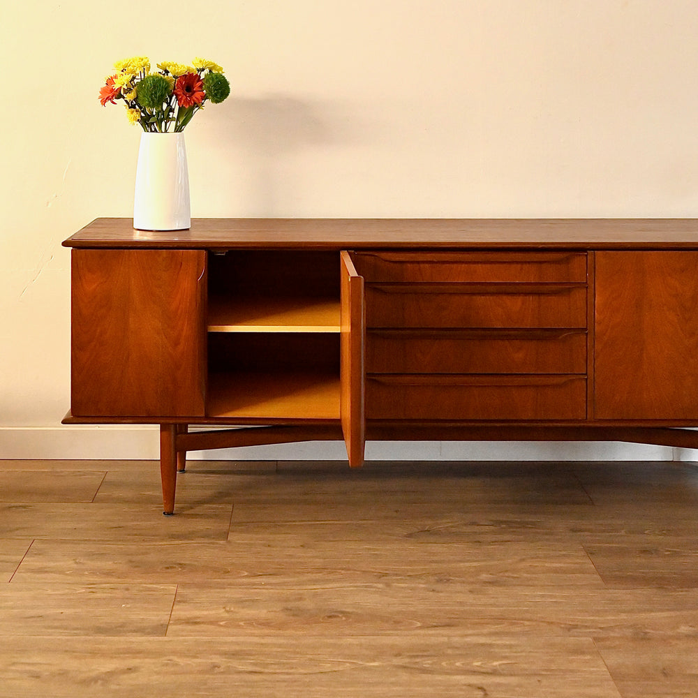 Mid Century Teak Sideboard Buffet Credenza LP Record Cabinet