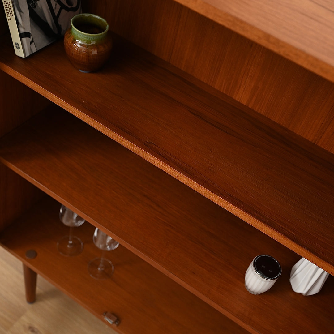 Parker Teak Glass Display Cabinet Sideboard Credenza