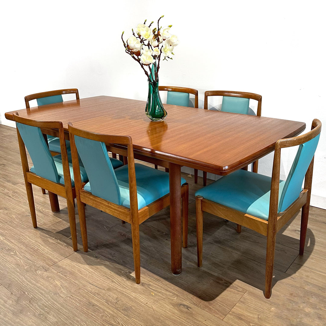 8x Parker Teak T-Back Dining Chairs and Teak Extension Table