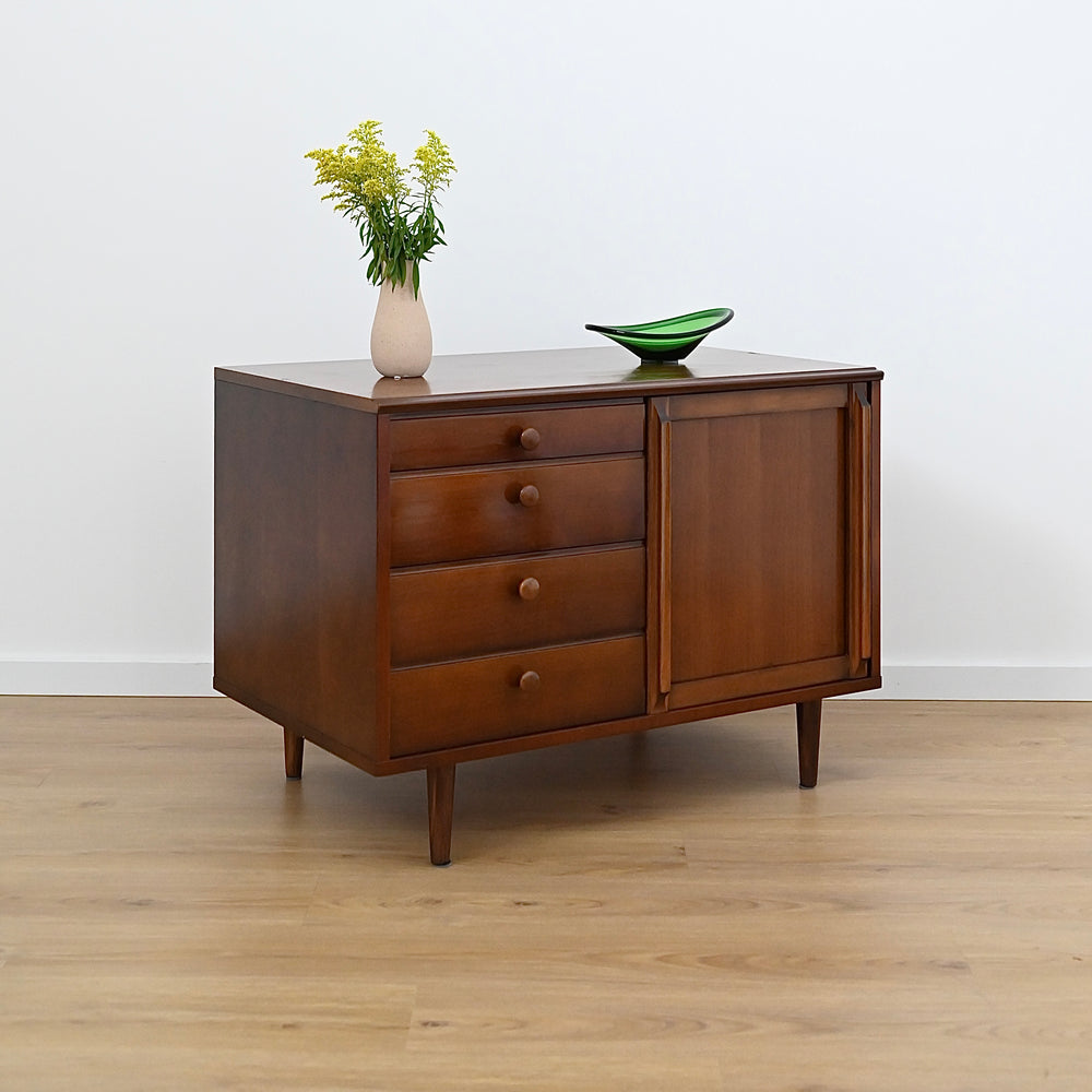 Mid Century Walnut Storage Cabinet with Drawers by MobilStil Varese Italy