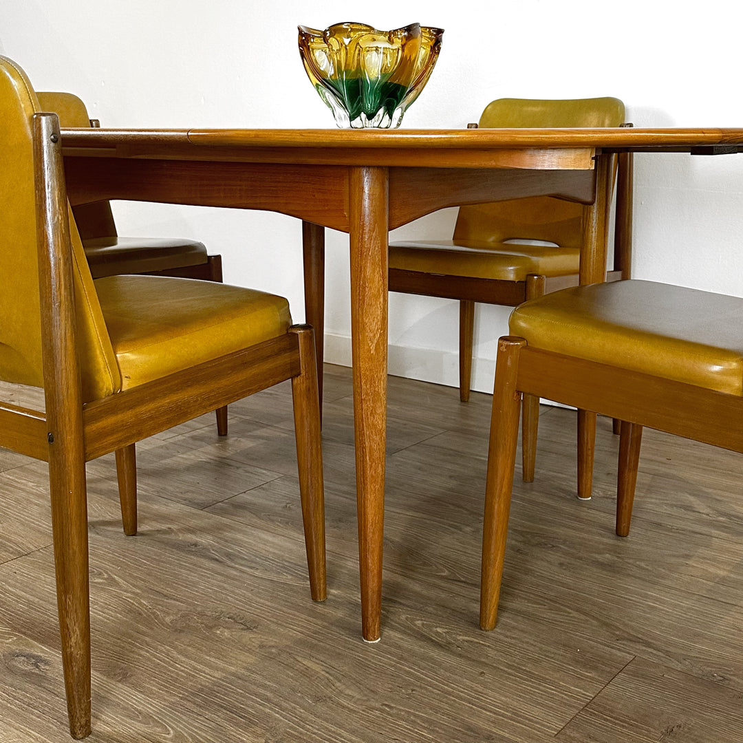 Parker Teak Mid Century Round Extendable Dining Table