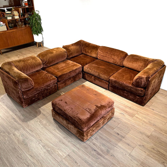 Retro Crushed Velvet Playpen Modular Sofa Lounge