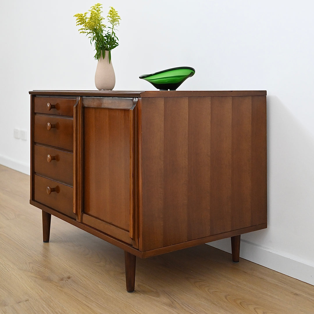 Mid Century Walnut Storage Cabinet with Drawers by MobilStil Varese Italy