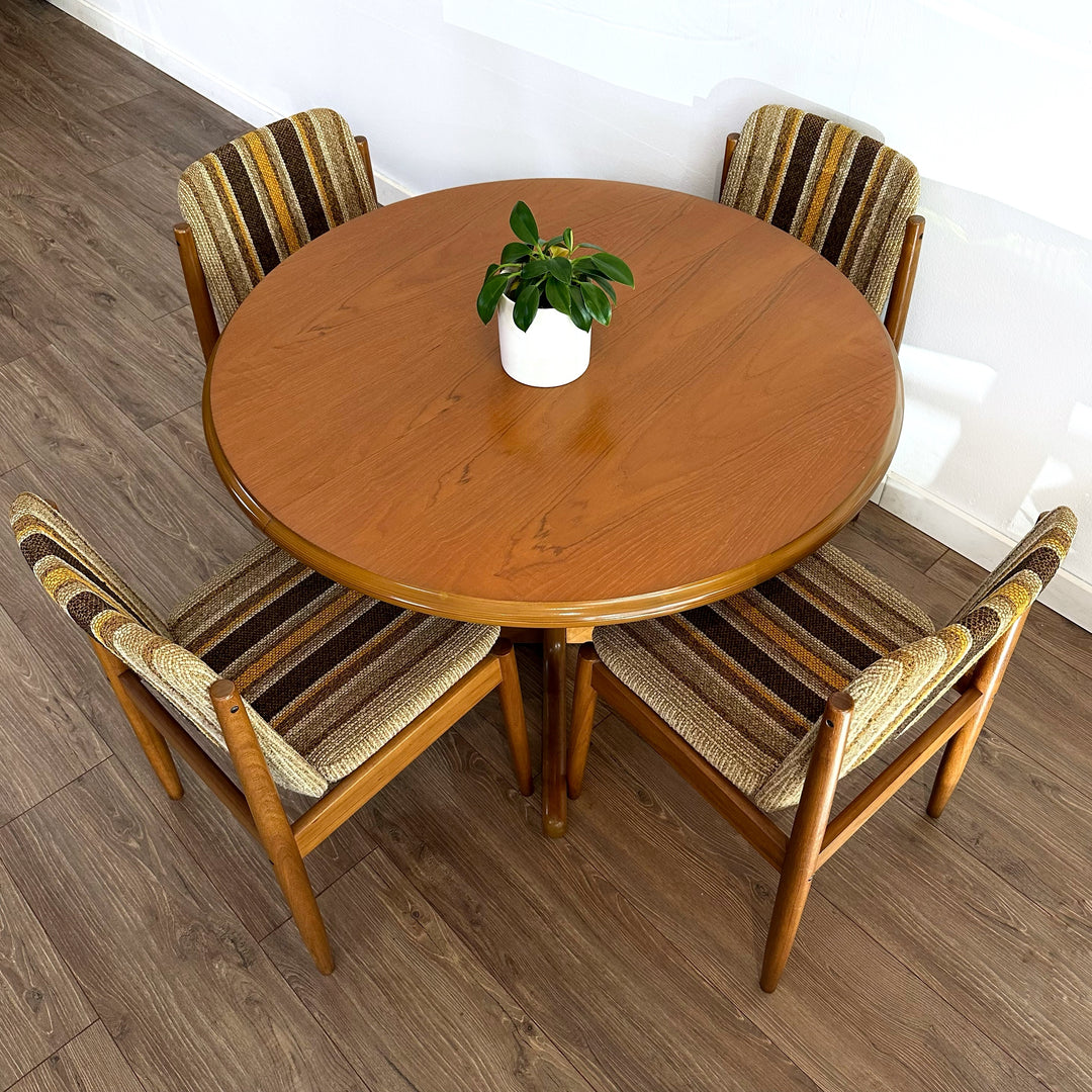 Mid Century Round Extendable Dining Table