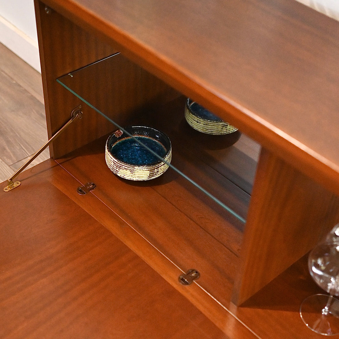 Mid Century Walnut Sideboard Cabinet by Noblett