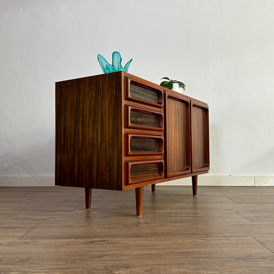 Mid Century Walnut Sideboard with drawers LP Record Cabinet by Chiswell