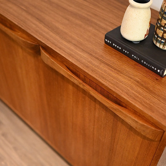 Mid Century Teak Sleigh Leg Sideboard Buffet designed by Gerald Easden for Rodd Furniture