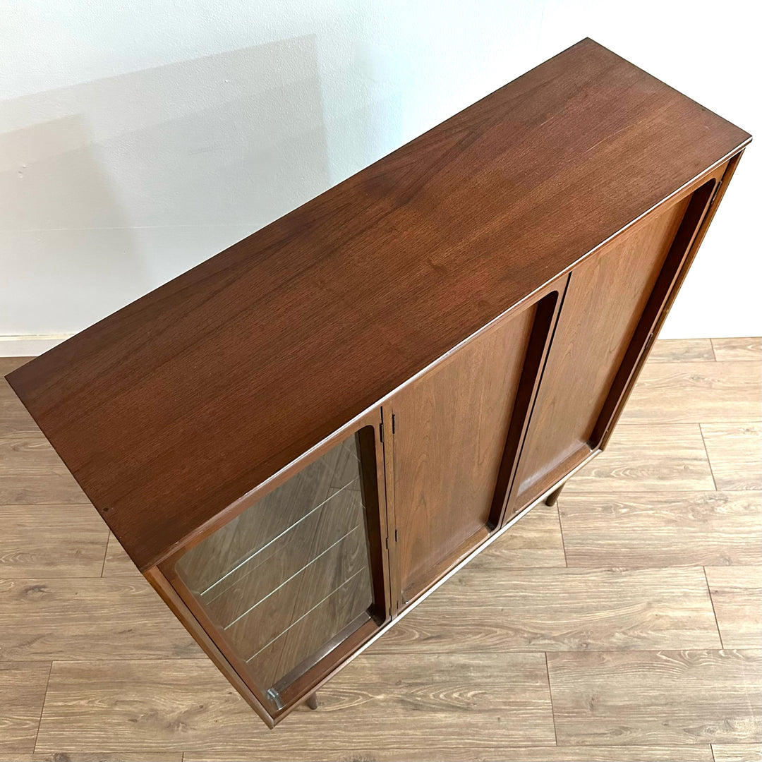 Mid Century Walnut Sideboard Display Cocktail Bar Cabinet by Chiswell