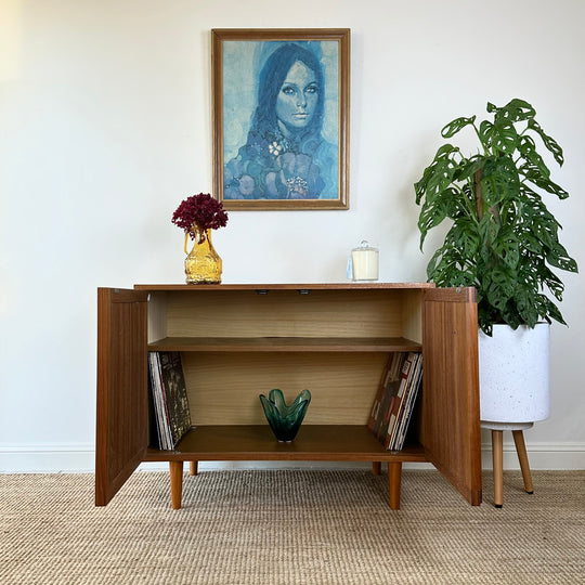 Mid Century Parker Teak LP cabinet sideboard display cabinet