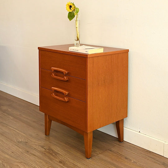 Mid Century Teak Bedside Table Pair by Reliance