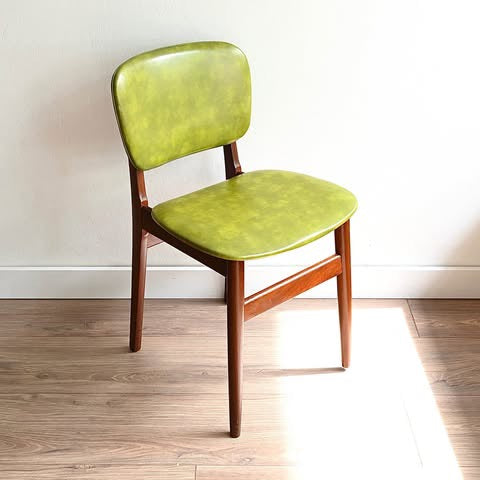 2 x Mid Century Green Vinyl Dining Chairs by Elite
