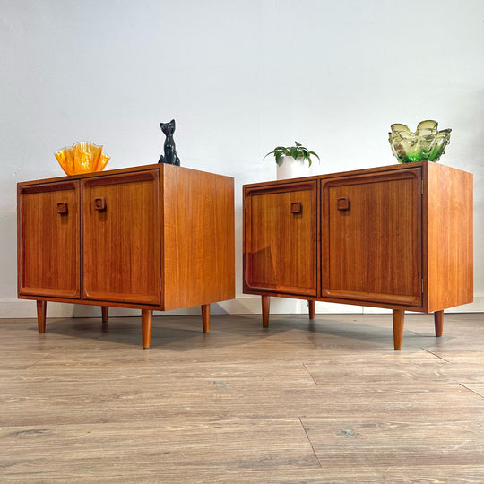 Pair of Parker Teak Sideboard LP Record Cabinet Bedside Tables