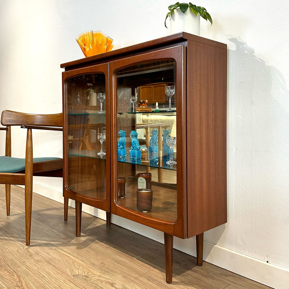 Mid Century Walnut Display Cabinet by Noblett